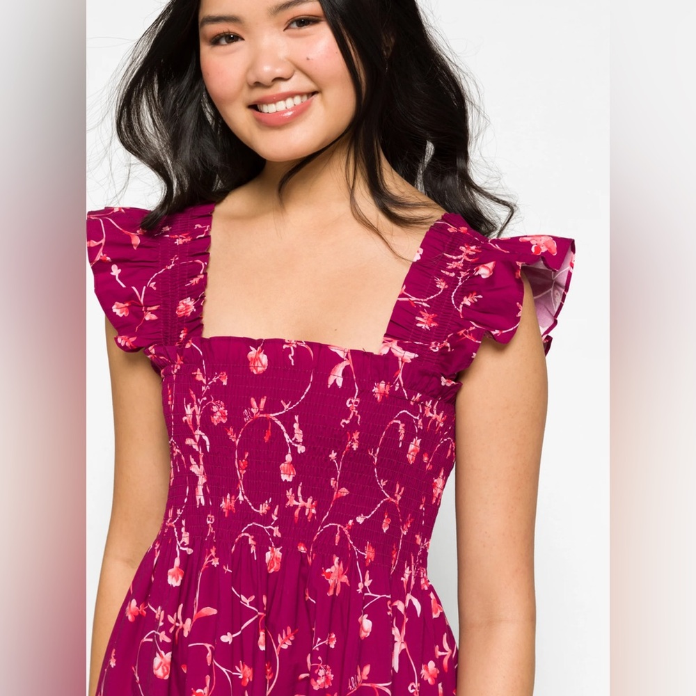 Hill House The Ellie Nap Dress - Burgundy Botanical Poplin Medium - Picture 5 of 11